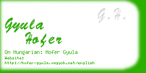 gyula hofer business card